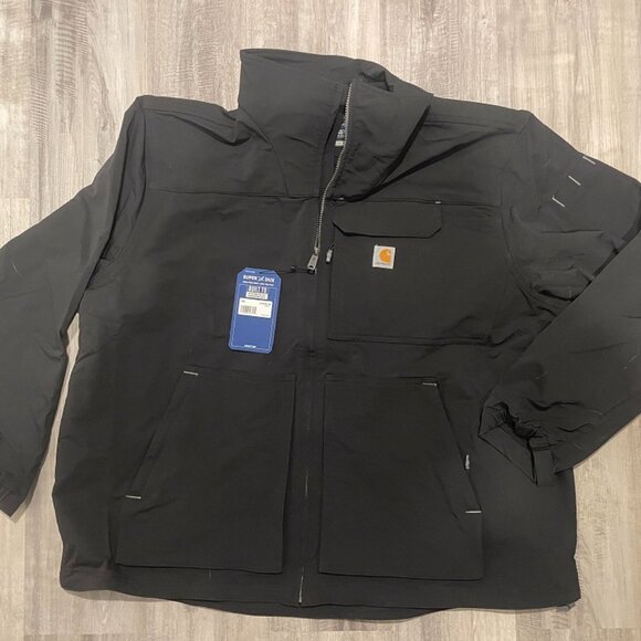 Carhartt Super Dux Relaxed Fit Mock-Neck Rain Defender Black Jacket OJ5342-M 3XL - Picture 3 of 10